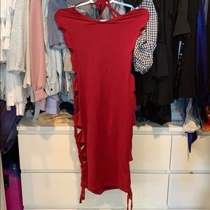 Fashion Nova Wine Red Cut Out Dress